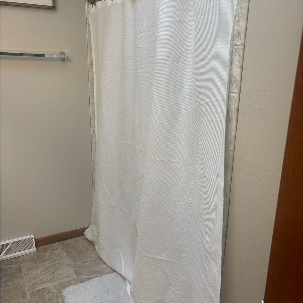 Elegant Waffle White Shower Curtain